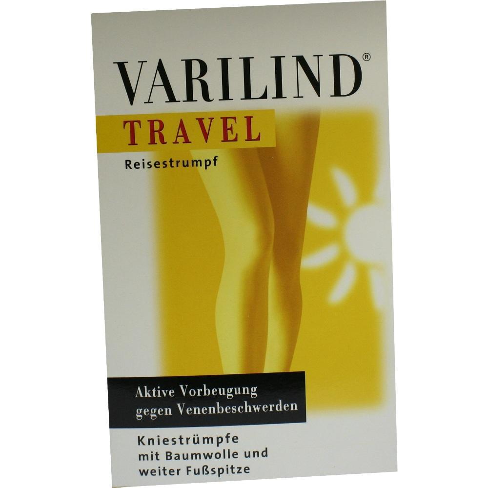 Verpackung von Varilind Reise-Kniestrümpfen gegen Venenbeschwerden.