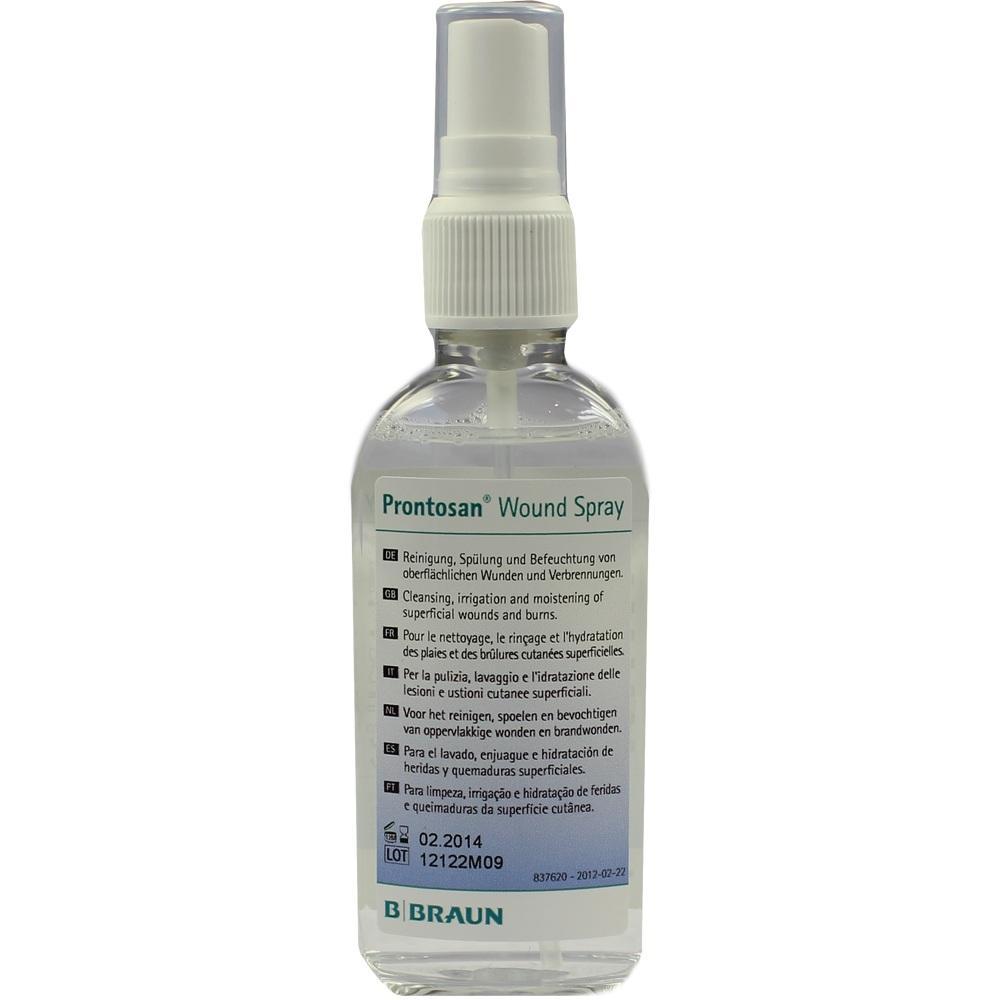 Sprühflasche mit Prontosan Wundspray zur Reinigung von Wunden.